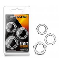 Stay Hard Beaded Cockrings - 3 Pack - Clear