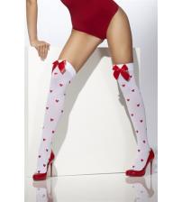 Stockings With Bows and Hearts - White