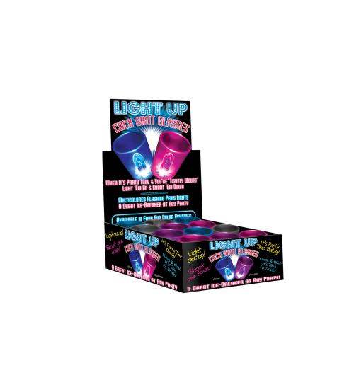 Light Up Cock Shot Glasses 12 Piece P.O.P. Display - Assorted Colors