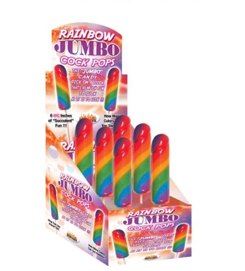 Jumbo Rainbow Cock Pops 6 Piece Display