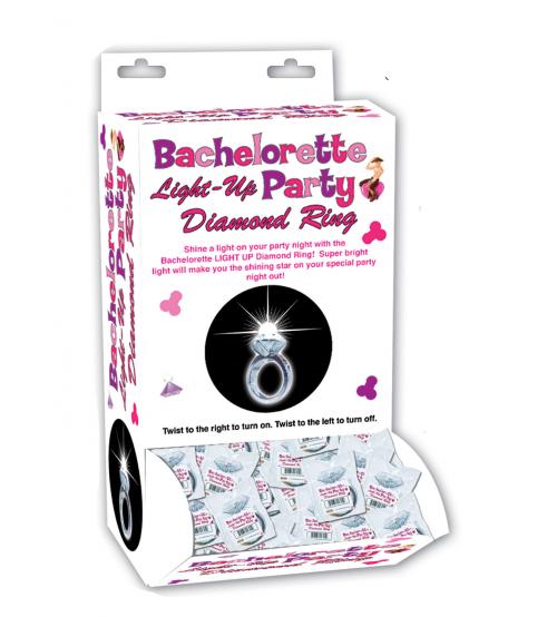 Bachelorette Light Up Party Diamond Ring - 24 Piece Display