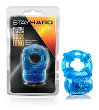 Stay Hard Reusable 5 Function Vibrating Cock Ring - Blue