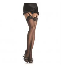 Lace Top Sheer Thigh High - One Size - Black