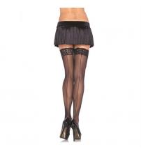 Sheer Stockings With Backseam - Queen Size - Black