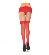 Sheer Stockings With Backseam - One Size - Red