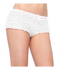Lace Ruffle Tanga Shorts - One Size - White