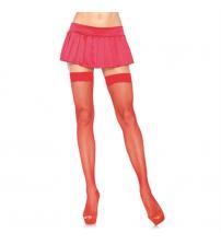 Fishnet Thigh High - One Size - Red