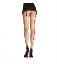 Contrast Backseam Stockings - One Size - Nude