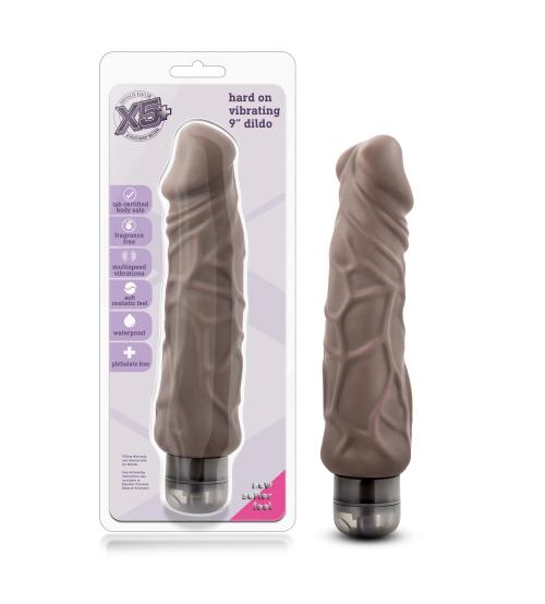X5 Hard on Vibrating 9 Inch Dildo - Brown