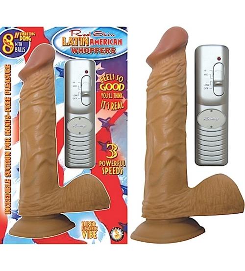 Latin American Whoppers 8inch Vibrating Dong With Balls-Latin