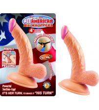 All American Mini Whoppers 4-Inch Curved Dong With Balls - Flesh