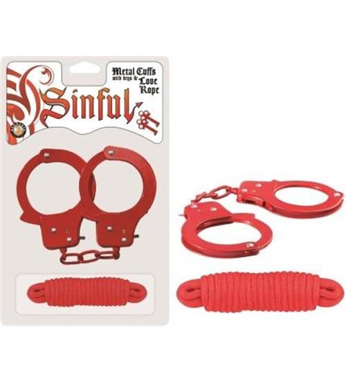 Sinful Metal Cuffs With Keys & - Love Rope