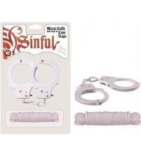 Sinful Metal Cuffs With Keys & - Love Rope - White