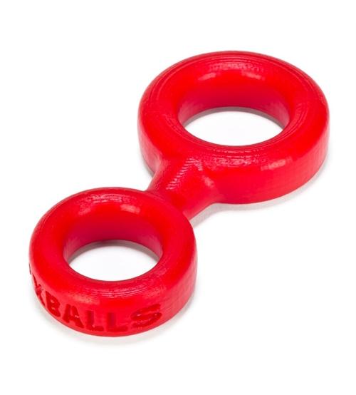 8 Ball Cockring With Attached Ball Ring  Ox Balls - Red