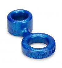 Lowball Cock Ring With Attached Ball Stretcher - Blue Balls
